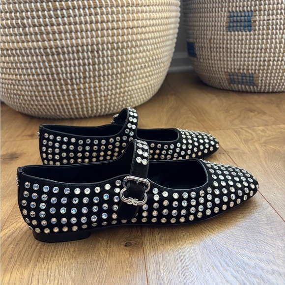 Sam Edelman - Black Rhinestone Mary Jane Flats - Picture 3 of 5